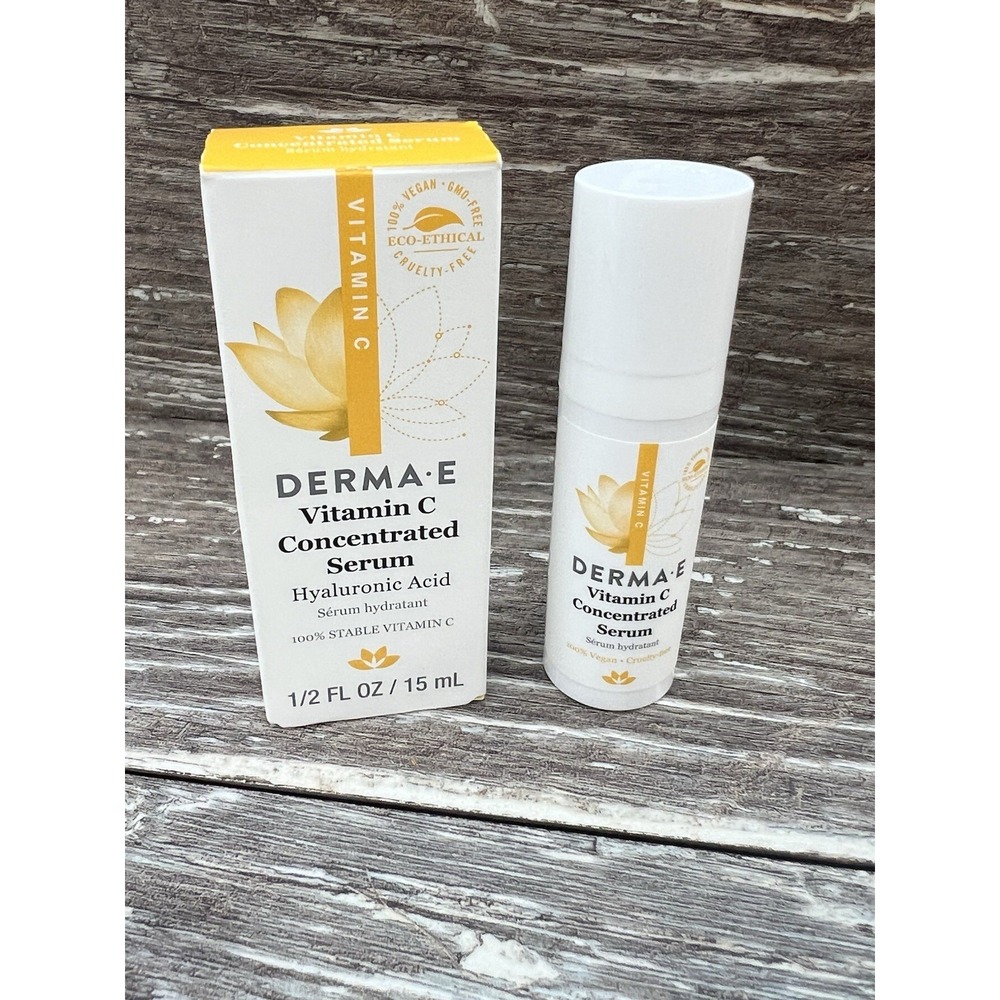 Derma E Vitamin C Concentrated‎ Serum Hyaluronic Acid 1/2 Fl Oz. Travel New